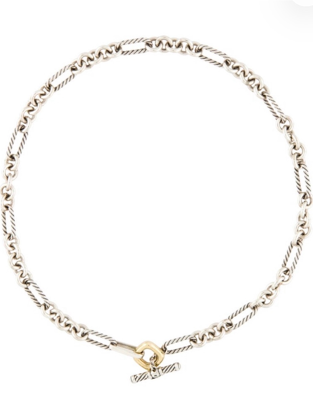 David Yurman Figaro 18k yellow gold & sterling silver 2 tone toggle necklace